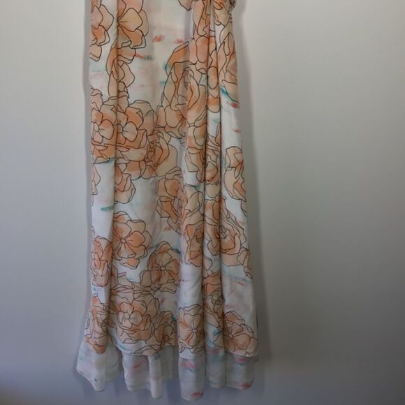 DYVNA Chacha Silk Midi Dress Peach Floral Overlay Braided Strap NWT Size 8 - Picture 12 of 17